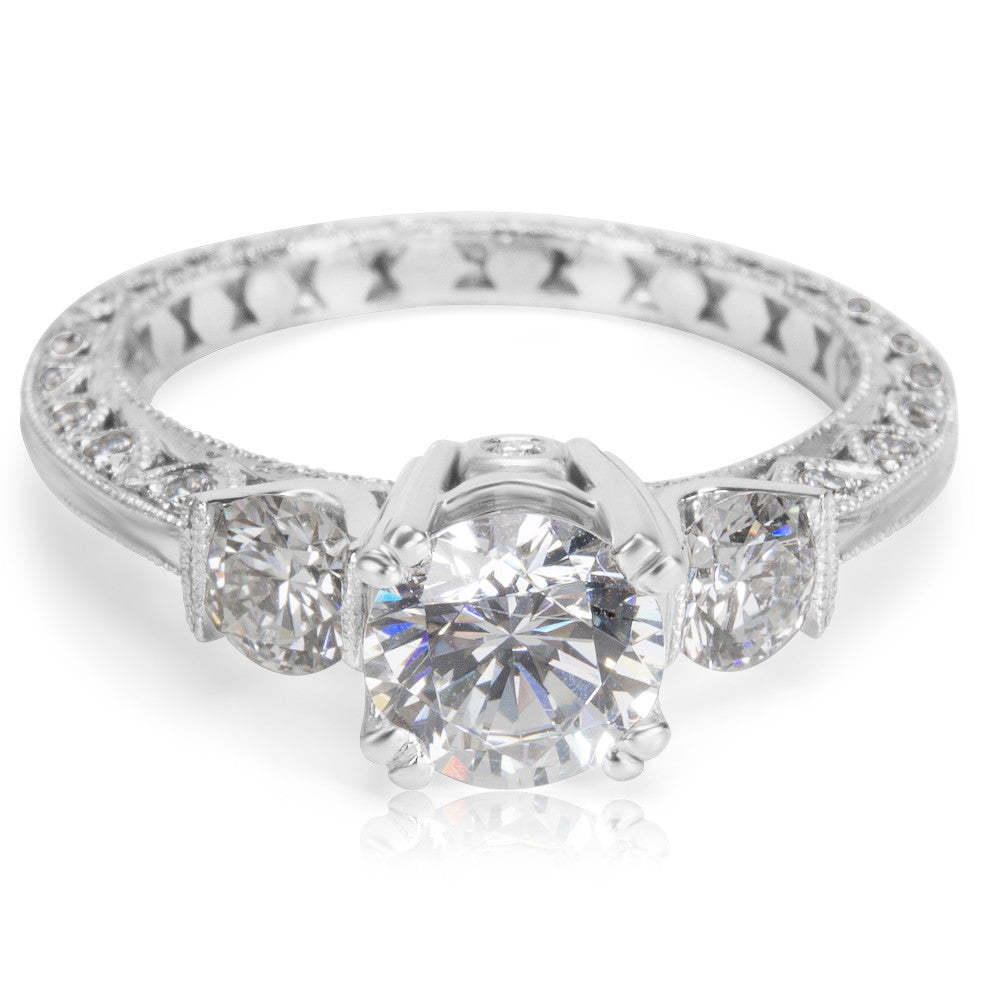 Tacori HT 2261 Platinum Three Stone Diamond Engagement Ring Setting 0.35 ct